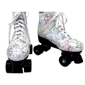 Colorful Abstract Design Roller Skates With Quad Wheels &‎ Laces